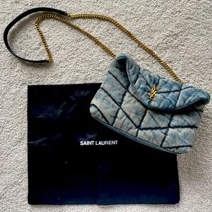 YSL Toy Loulou Denim Puffer Crossbody